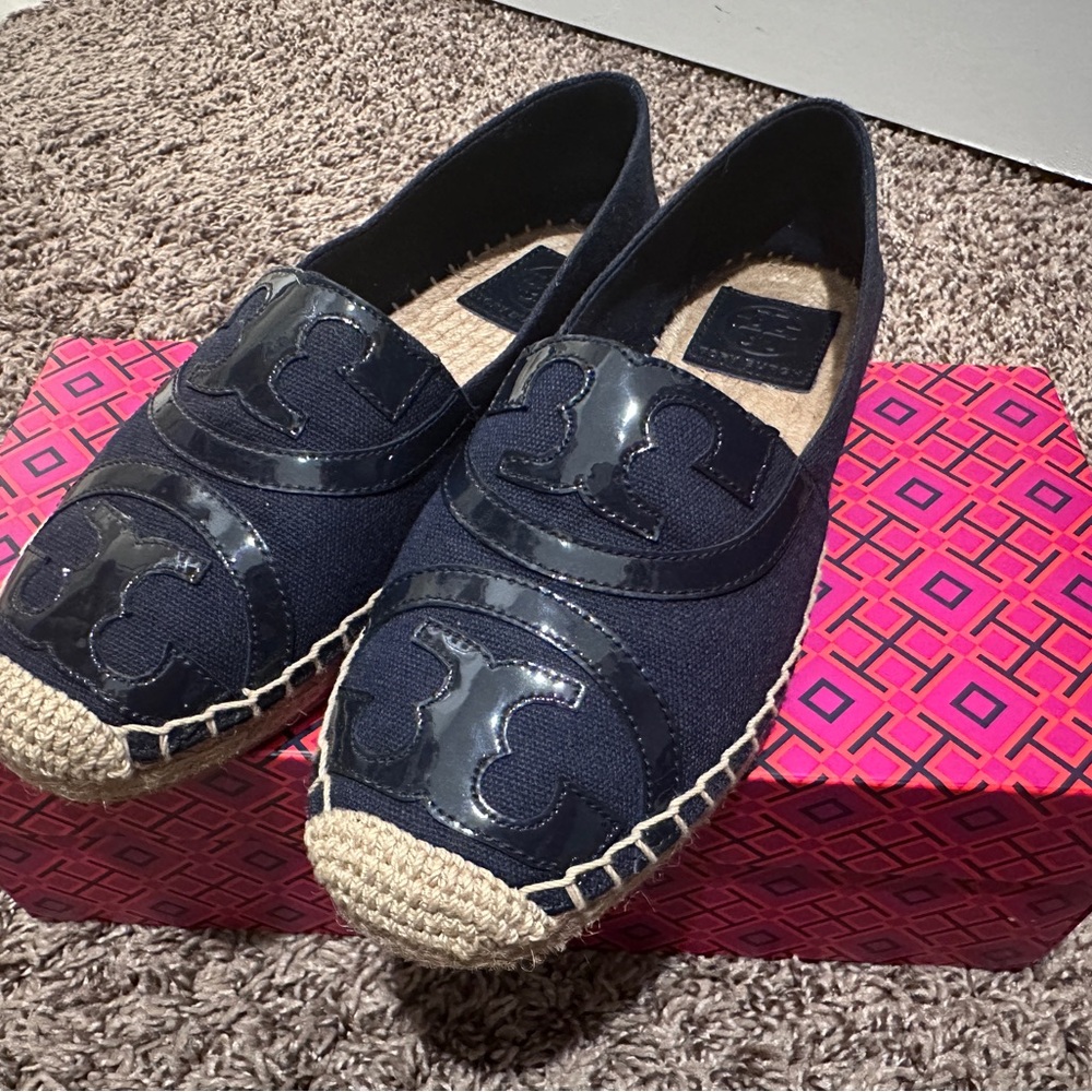 BRAND NEW IN BOX!!!Tory Burch Blue Espadrilles with Slip-On Style and Jute Sole